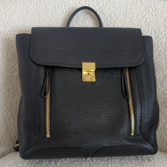 3.1 Phillip Lim Pashli Genuine Black Genuine Leather Backpack Bag - Picture 2 of 14